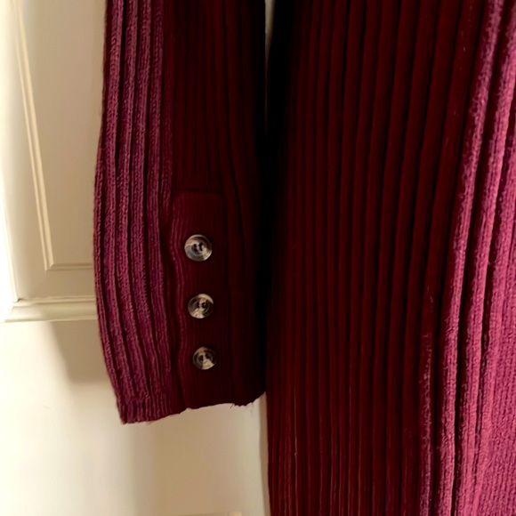 RD Style Candise Button Cuff Duster Cardigan, Bugandy, Size XL - Picture 2 of 4